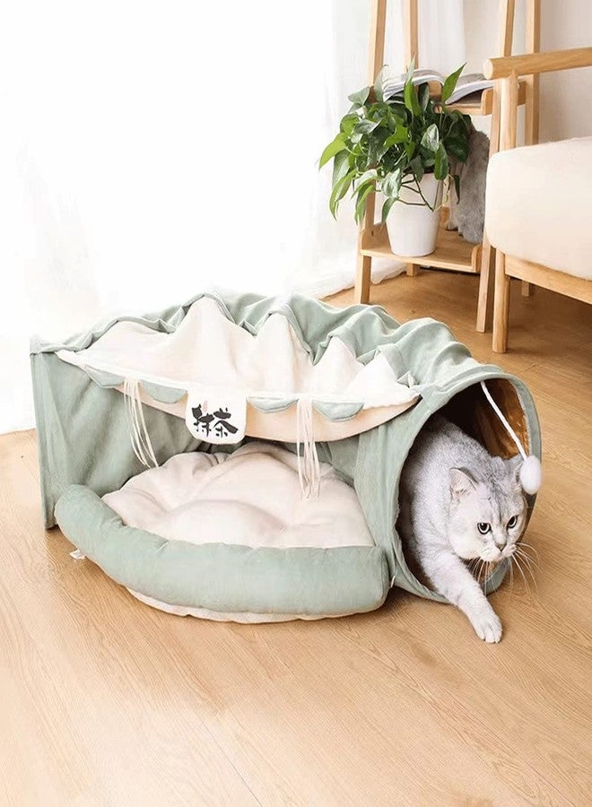 EAEDMY Cat Rabbit Tunnel Bed Nest for Cats Indoor, with Collapsible Washable Soft Cushion, Plush Ball and Exercise Wheel Tube, Fit for Puppy Bunny Kitty Kitten Ferret - Image 1